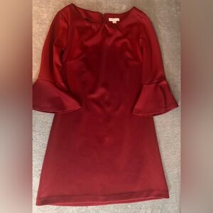 Elegant Red Flare Sleeve Dress